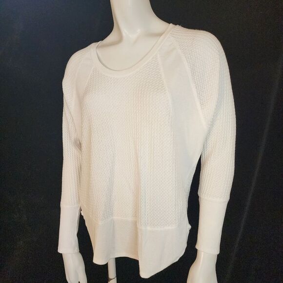 Lazy Sundays White Waffle Knit Long Sleeve Top (S) - Picture 1 of 7